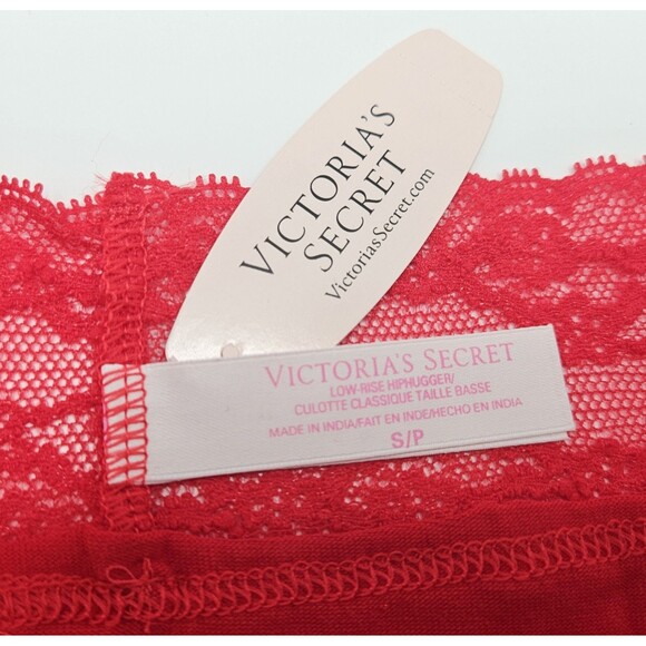 VICTORIA’S SECRET Red Soft Cotton blend Lace Low Rise Hip Hugger Panty Size S/P - Picture 3 of 5